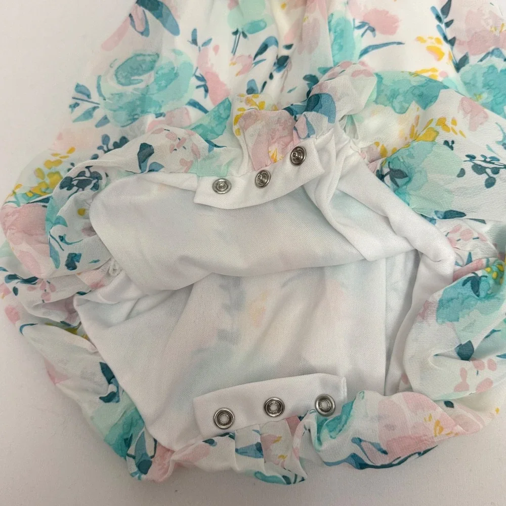 Carters & Emprio Baby Girl Floral Romper and Top Set 6 6-9 Months Pink Teal Boho